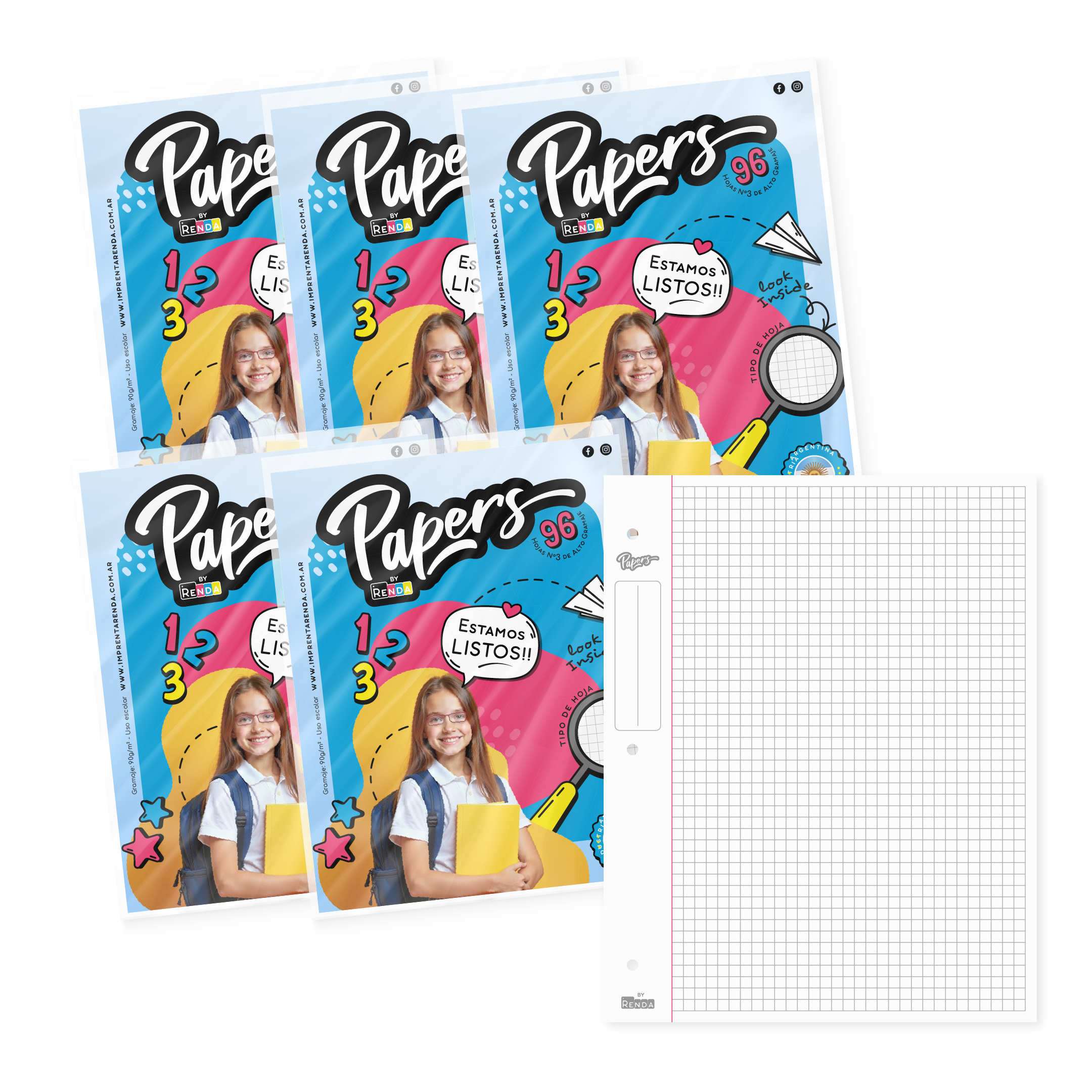 Repuesto 480 Hojas N°3 Cuadriculado Estándar