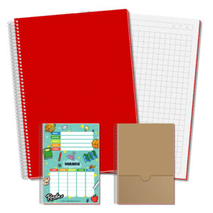 Cuaderno A4 - Rojo - Cuadriculado Grande