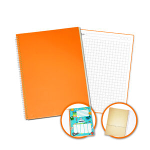 Cuaderno A4 - Naranja - Cuadriculado Grande